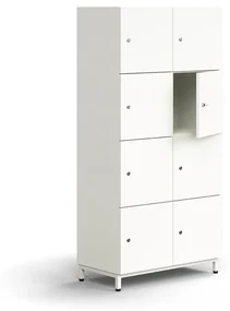 Priehradková skrinka QBUS, 8 priehradiek, na nožičkách, 1636x800x420 mm, biela