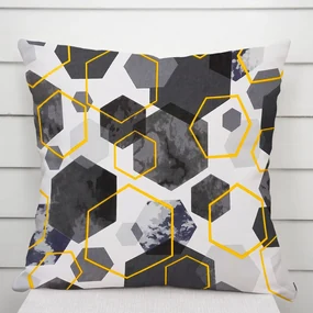 Biante Bavlnená obliečka na vankúš Sandra SA-568 Sivo-modrofialové mramorové hexagóny na bielom 70 x 90 cm