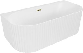 Mexen Sella Oválna Vaňa 170x80cm Biela Matná so Zlatým Prepadom