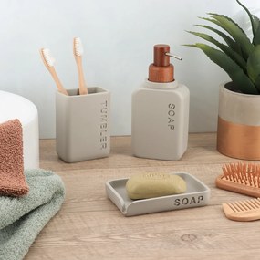 Sada kúpeľňových doplnkov Salva, béžová/s drevenými prvkami