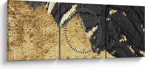 Obraz - Zlatá štruktúra N⁰1 (s hodinami) (90x30 cm)
