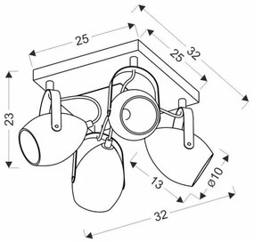 Bodové svietidlo ANICA 4xE14/40W/230V čierna/medená