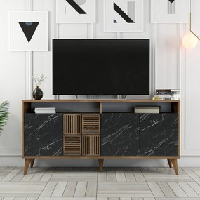 Skrinka Milan Walnut and Black Marble
