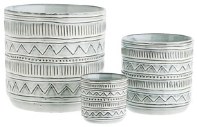 MADAM STOLTZ Kameninový obal na kvetináč White / Brown L