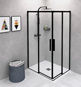 Polysan Polysan, ALTIS LINE BLACK obdĺžniková sprchová zástena 900x800 mm, L/P varianta, rohový vstup, AL1592BAL1582B