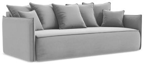 Svetlosivá zamatová rozkladacia/s úložným priestorom pohovka 225 cm Hula – Makamii