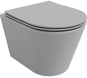 Mexen RICO Rimless misa závesná so sedátkom voľne-padajúcim, 48 x 35 cm, svetlá šedá, 30724061