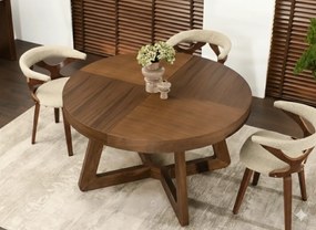 Moderný okrúhly rozkladací stôl OLGA orech