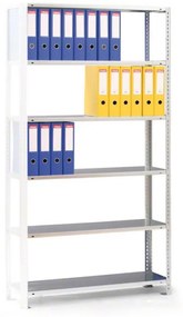 Regál na zakladače COMPACT, 2500 x 750 x 300 mm, sivý, prídavný