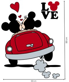 Samolepka na stenu "Mickey a Minnie v aute"