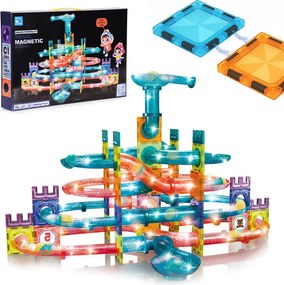 MULTISTORE Magnetické tehličky guľôčková dráha LED stavebné bloky culodrome 166 prvkov