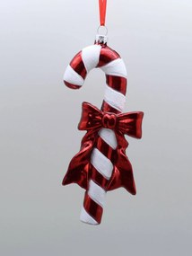 Bielo červená závesná vianočná ozdoba lízatko 17cm