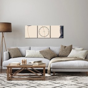 Obraz - Béžová abstrakcia (s hodinami) (90x30 cm)