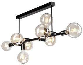 Luster na tyči ASTRID 8xE27/60W/230V čierna