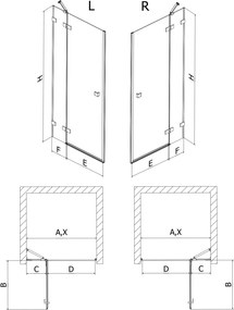 Mexen, Mexen Lunar pravé otočné sprchové dvere 140 cm, transparentné, brúsený nikel - 834-140-000-97-00-P