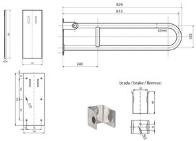 Nástenné madlo do kúpeľne z nehrdzavejúcej ocele 83 cm Handicap – Sapho