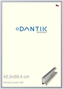 DANTIK rám na obraz 42x59,4 | ALU Sstříbrná broušená (Plexi Čiré)