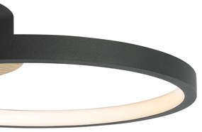 Moderné stropné svietidlo čierne s drevom vrátane LED s 3-stupňovým stmievaním - Alec