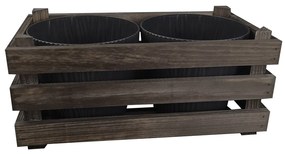 AMADEA Drevený obal na dva kvetináče - tmavý, 32x17x15cm, drevený kvetináč Český výrobok