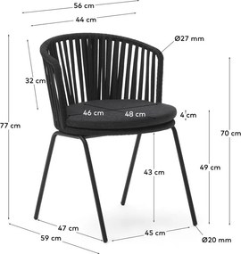 Čierna kovová záhradná stolička Saconca - Kave Home