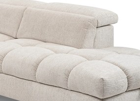 Rohová sedačka Fubu, šedo-krémová štruktúrovaná látka, pravý roh