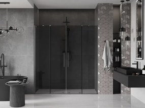Mexen Velar Duo, posuvné sprchové dvere do otvoru 180 cm, 8mm šedé sklo, grafit brúsený, 871-180-000-42-66