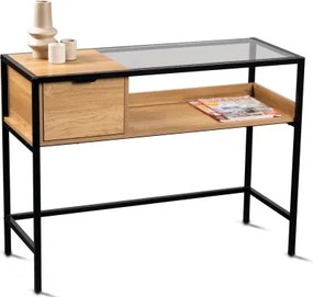 Konzolový stolík so zásuvkou Mandurah, kov/dub%