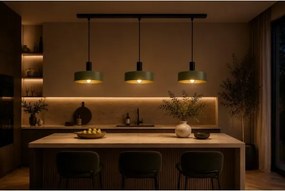 Luster na lanku HAKI 3xE27/60W/230V zelená/čierna