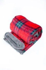Deka FLANEL s baránkom 150x200 cm - červená/šedá