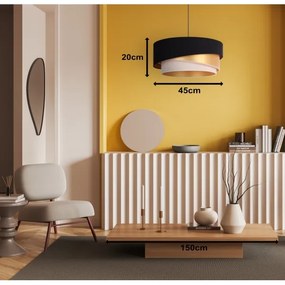 Duolla - Luster na lanku KOBO 1xE27/15W/230V pr. 45 cm čierna/zlatá/krémová