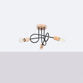 Sollux SL.1477 - Prisadený luster EMBER 3xE27/15W/230V čierna/béžová/buk