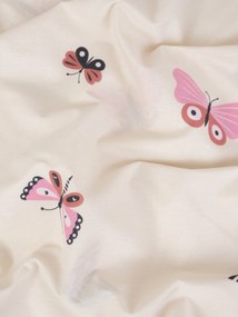 Bavlnená obliečka na vankúš Renforcé 70 × 90 cm – Motýliky béžové