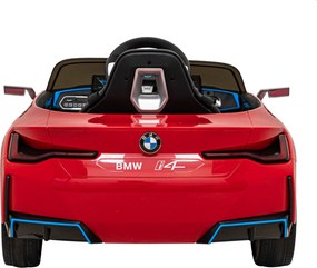 Ramiz Elektrické autíčko BMW i4 pre deti červené + diaľkové ovládanie + EVA + ekokoža + LED audio + pomalý štart