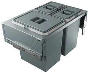 Sivý vstavaný plastový odpadkový kôš na triedený odpad 42 l Block U-Sink 2.0 – Elletipi