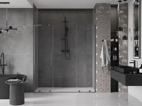 Mexen Velar L Duo, posuvné sprchové dvere do otvoru 200 cm, 8mm číre sklo, grafit brúsený, 871-200-003-02-66