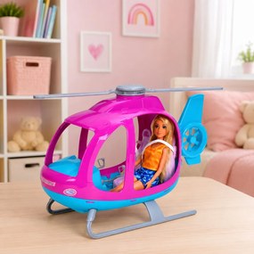 LEAN Toys Súprava bábika Anlily, veľký vrtuľník s pohyblivými vrtuľami, fialová súprava
