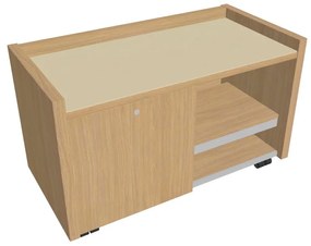 Mobilný kontajner Verno 100 x 50 cm so sklom, ľavý, dub svetlý / vanilka