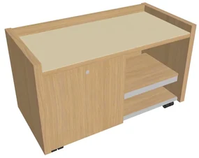 Mobilný kontajner Verno 100 x 50 cm so sklom, ľavý, dub svetlý / vanilka