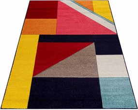 TA Viacfarebný geometrický abstraktný Koberec A095A NAVY/RED ATLANTA FMM Rozmer: 80x150 cm