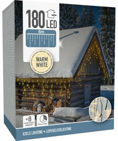 Svetelná vianočná reťaz Icicle teplá biela, 180 LED, M