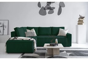 Tmavozelená menčestrová rozkladacia rohová pohovka (ľavý roh) Brave Dave – Miuform