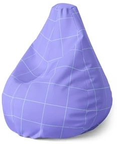 Sablio Sedací vak Pear Štvorcový vzor fialovej - 140 x 100 x 25 cm