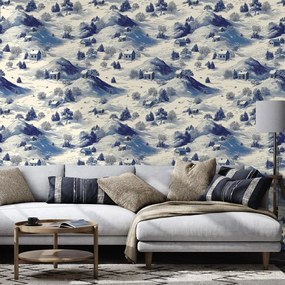 Tapeta zimná krajina s modrými horami