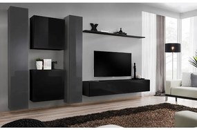 Obývacia stena Switch VI Grafit/Čierna