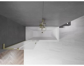 Mexen Velar L, 2-krídlová posuvná vaňová zástena 85 x 150 cm, 8mm sklo námraza, zlatá matná, 896-085-003-31-55