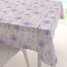 Biante Dekoračný štvorcový obrus PML-069 Fialové kvety na bielom 90x90 cm