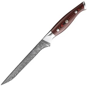 KnifeBoss vykosťovací damaškový nôž Boning 5,5" (135 mm) Black & Red VG-10