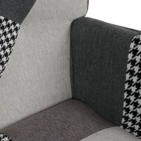 Hojdacie kreslo FABIAN II — látka, čiernobiely patchwork