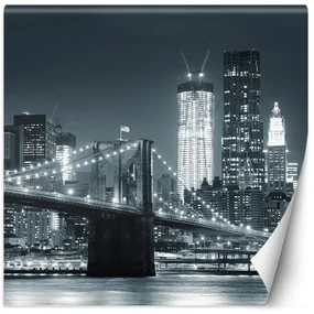 Gario Fototapeta Brooklynský most v noci, New York čiernobiela verzia Materiál: Vliesová, Rozmery: 200 x 200 cm