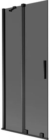 Mexen Velar, 2-krídlová posuvná vaňová zástena 85 x 150 cm, 8mm šedé sklo, čierna matná, 896-085-000-41-70